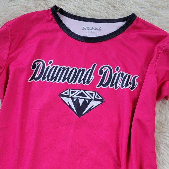 Diamond Divas Jersey Pink Black Roller Derby Shirt - Picture 1 of 6